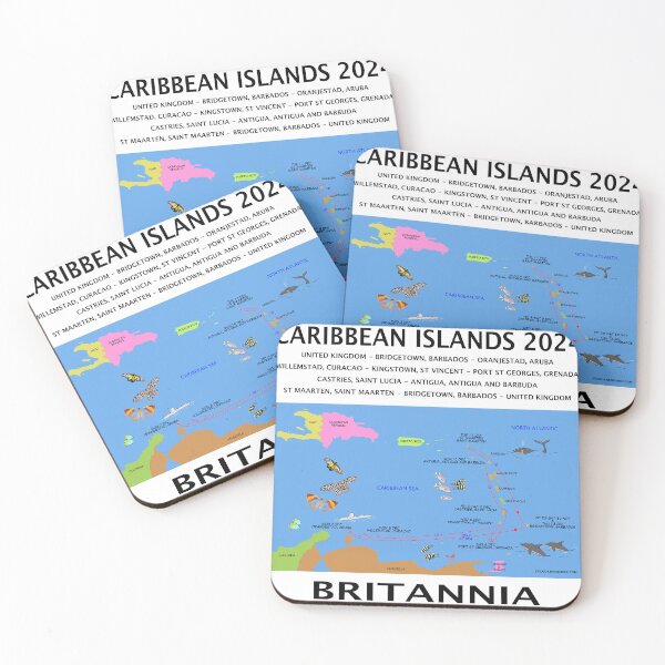 Item preview, P@O 2024 B428 CARIBBEAN ISLANDS CRUISE FULLY ILLUSTRATED ROUTE MAP designed and sold by stilgoe.