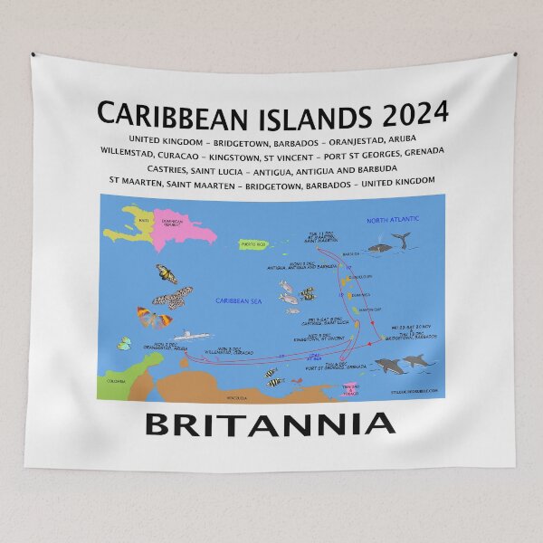 Item preview, P@O 2024 B428 CARIBBEAN ISLANDS CRUISE FULLY ILLUSTRATED ROUTE MAP designed and sold by stilgoe.