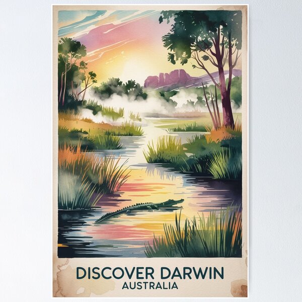 Aperçu de l'œuvre Affiche de voyage vintage de Darwin créée et vendue par TravelerRat.