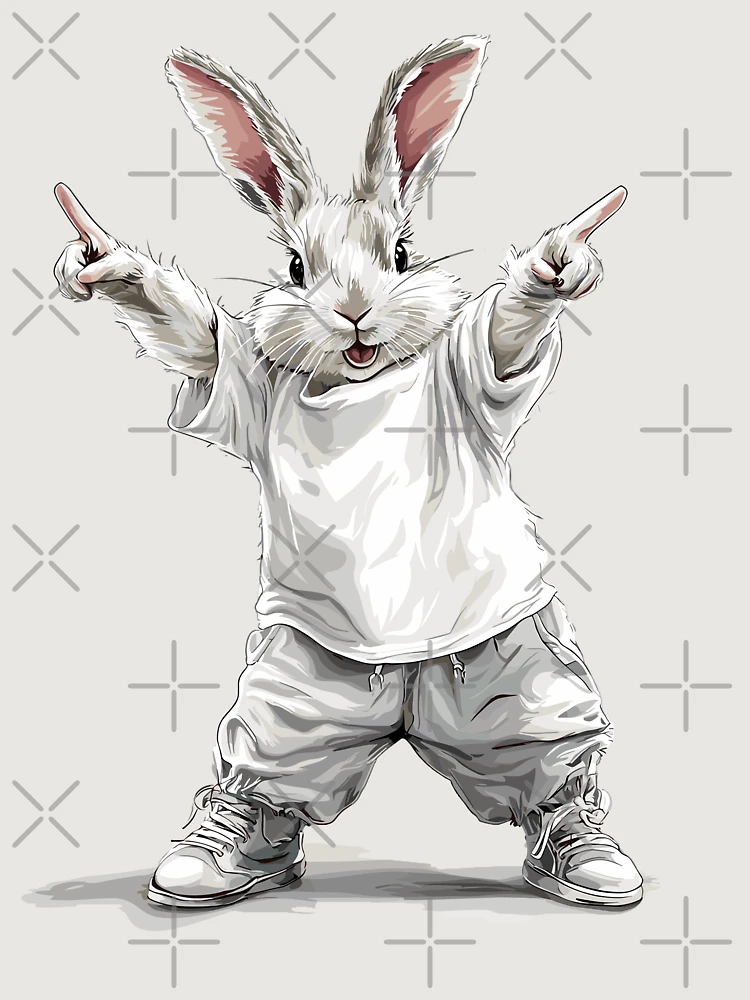 Thumbnail 6 von 6, Premium Oversized Pullover, Dancing Bunny in Streetwear designt und verkauft von TeeDesignNerds.