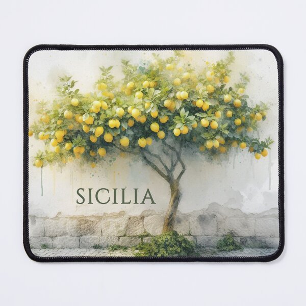 Item preview, Sicilia - under a lemon tree - watercolor street designed and sold by EmeraldeaArt.