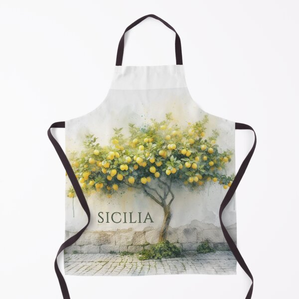 Item preview, Sicilia - under a lemon tree - watercolor street designed and sold by EmeraldeaArt.