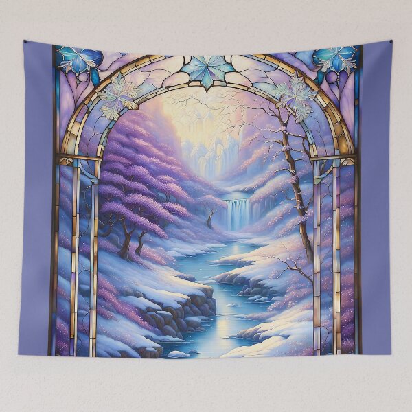 Item preview, Enchanted Christmas Scene Through Stained Glass Window  designed and sold by LaRoach Digital Arts.