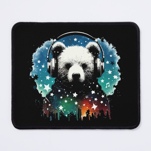 Item preview, Cosmic Bear Headphones Music Watercolor Street Art designed and sold by TomFrontierArt.