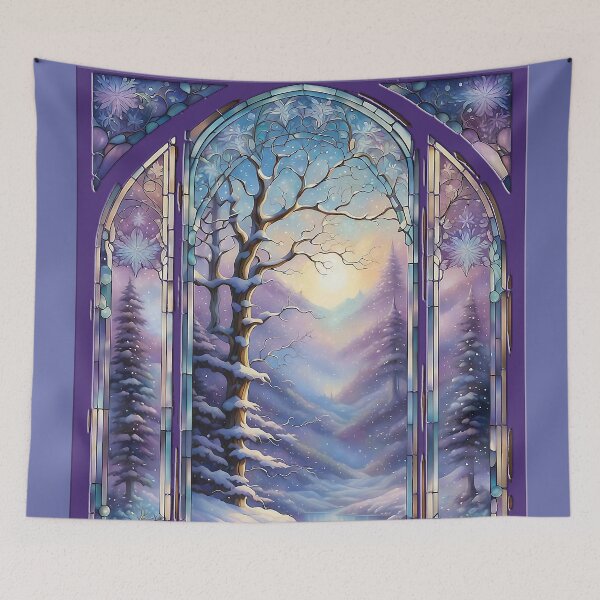 Item preview, Enchanted Holiday Woodland Scene Through Stained Glass Window  designed and sold by LaRoach Digital Arts.