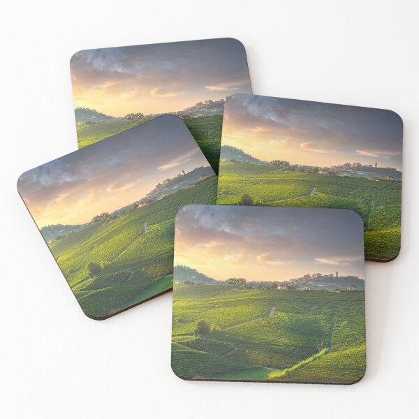 Item preview, Langhe vineyards landscape and La Morra village designed and sold by Stefano Orazzini.