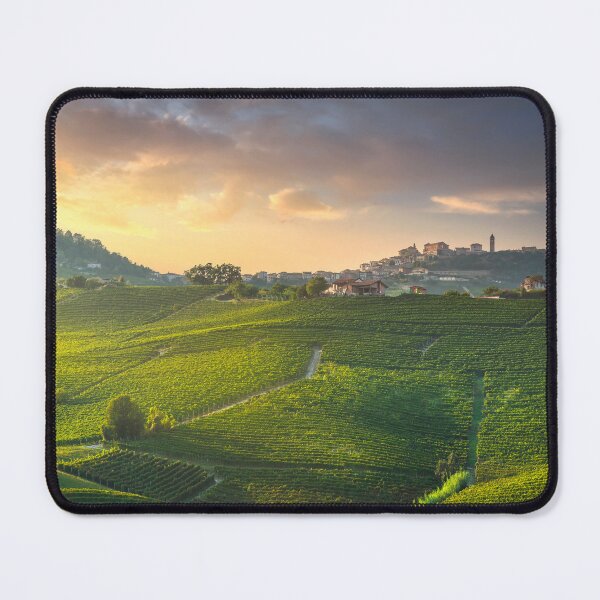 Item preview, Langhe vineyards landscape and La Morra village designed and sold by Stefano Orazzini.
