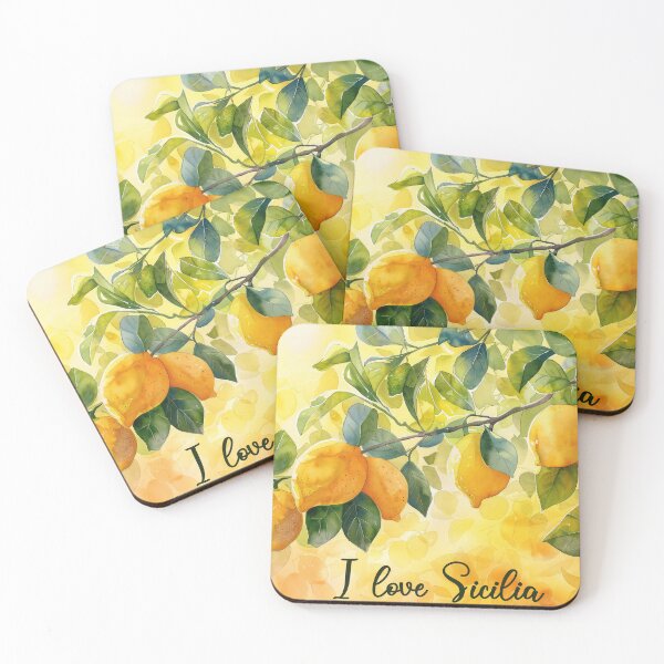 Item preview, I love Sicilia - under a watercolor lemon tree branch designed and sold by EmeraldeaArt.