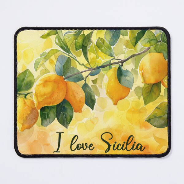Item preview, I love Sicilia - under a watercolor lemon tree branch designed and sold by EmeraldeaArt.