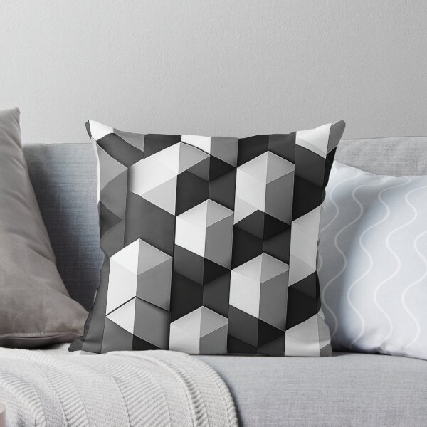 Artikelvorschau, Schlankes geometrisches 3D-Würfelmuster - Schwarz & Weiß entworfen und verkauft von InkyFigment.