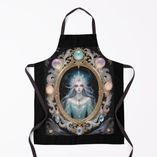 Item preview, Fae Portrait- a pale , unnerving princess with dark eyes stares from a frame of luminous jewels  designed and sold by FloatingGardens.