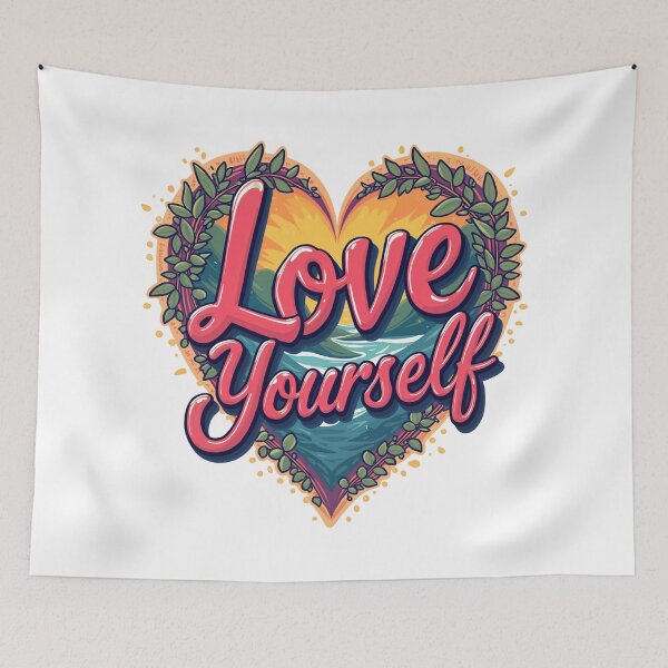 Item preview, "Love Yourself" Inspirational Graphic Design T-Shirt designed and sold by FunnyFarmDesign.