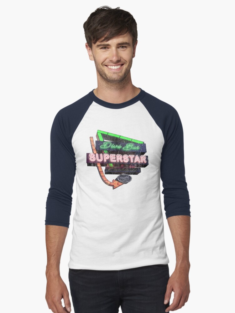 Thumbnail 1 of 3, Baseball ¾ Sleeve T-Shirt, Dive Bar Superstar Distressed designed and sold by ricasso64.