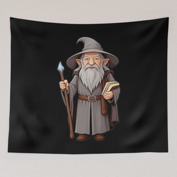 Item preview, Wise Wizard with Staff and Book – Fantasy Illustration designed and sold by worldofwhisper.