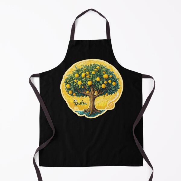 Item preview, Sicilia with a lemon tree with a playful yellow and turquoise color combination designed and sold by EmeraldeaArt.