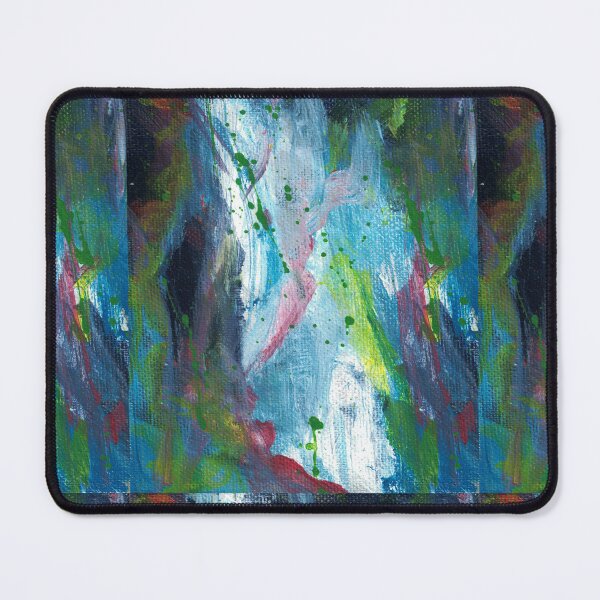 Item preview, Abstract waterfall painting with greens, yellows, pinks. designed and sold by CrittersByLola.