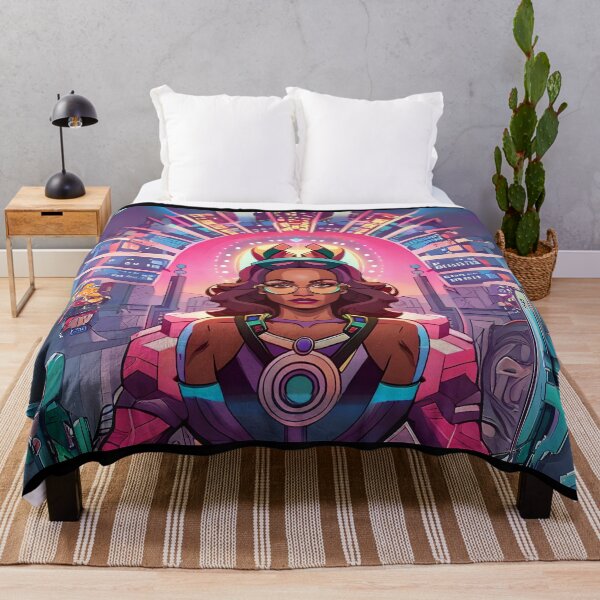 Item preview, Fabulous Woman Pink Cyberpunk Neon Retro Goddess designed and sold by Melan Designs.