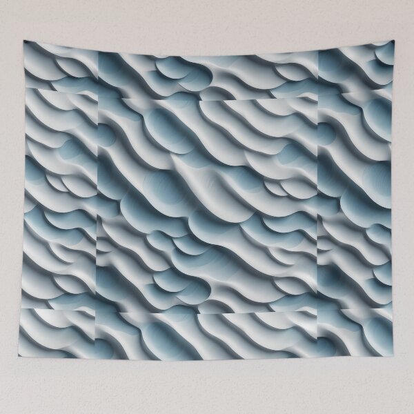 Item preview, 3D Illustration of White Seamless Wave Pattern with Light and Shadow – Decorative Wall Panel designed and sold by hjian8219.