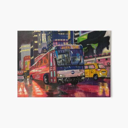 Artikel-Vorschau von Neonfarbener NYC-Bus am Times Square, designt und verkauft von SubwaySketched.