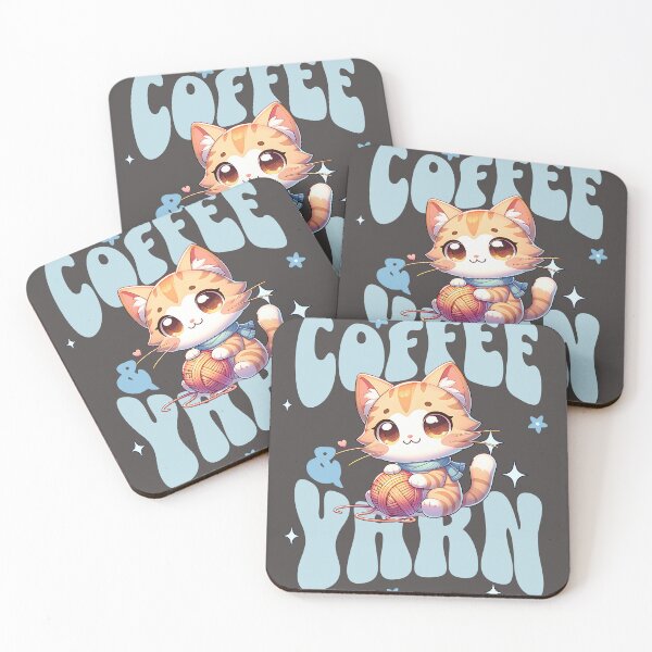 Item preview, Cute Cat Coffee and Yarn Saying designed and sold by dfunky.