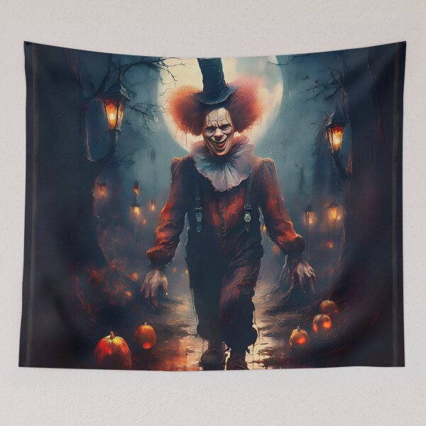 Item preview, Terrifying Halloween Clown Under the Full Moon designed and sold by ArtistimoStudio.