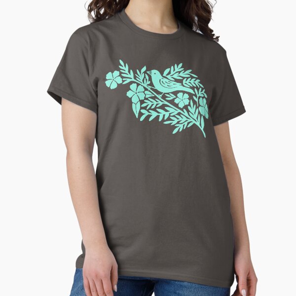 Item preview, Birds on branches in teal green and gray designed and sold by Jennifer Ladd.