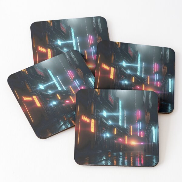 Item preview, Futuristic Alley with Neon Lights at Night designed and sold by worldofwhisper.
