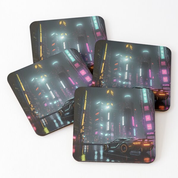 Item preview, Futuristic Car in Neon Lit City designed and sold by worldofwhisper.