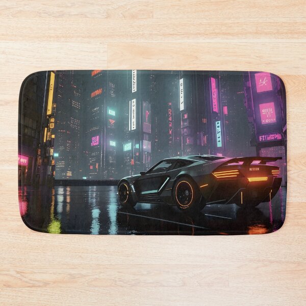 Item preview, Futuristic Car in Neon Lit City designed and sold by worldofwhisper.