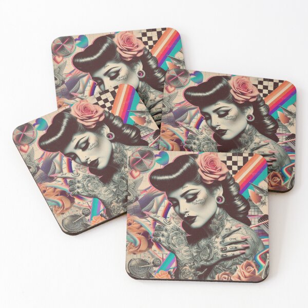 Item preview, 80s Synthwave Tattoo Woman designed and sold by PulpVintage.