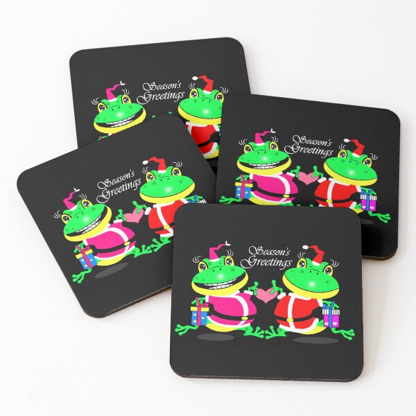 Item preview, Happy frogs - season's greetings - Merry Christmas  Santa Claus  designed and sold by Shirley cute art .