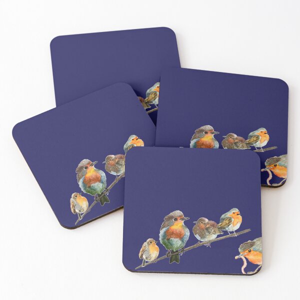 Item preview, Robins on dark blue designed and sold by PumpkinStudioPL.