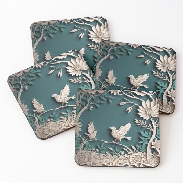 Item preview, Paper Birds in a Flower Forest designed and sold by SparkSpiral.