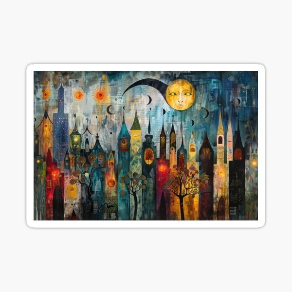 Item preview, Whimsical Cityscape designed and sold by NeoNebulaArt.