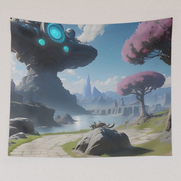 Item preview, Technological Structure in a Scenic Futuristic Landscape designed and sold by worldofwhisper.