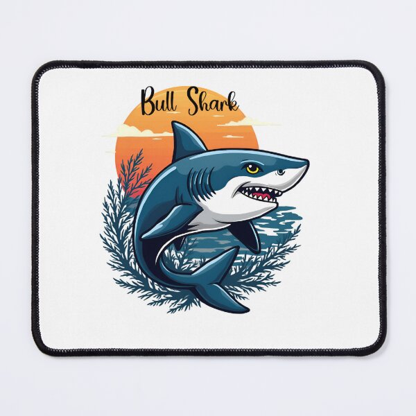 Item preview, Bull Shark with Sunset in the Ocean Black Font designed and sold by EmeraldCauldren.