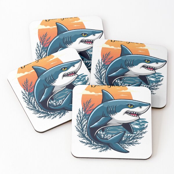 Item preview, Bull Shark with Sunset in the Ocean Black Font designed and sold by EmeraldCauldren.