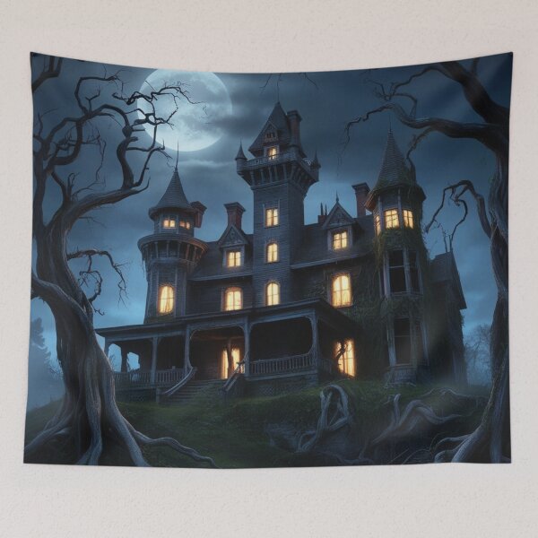 Item preview, Moonlit Haunted Mansion with Twisted Trees designed and sold by InnovateSpot.