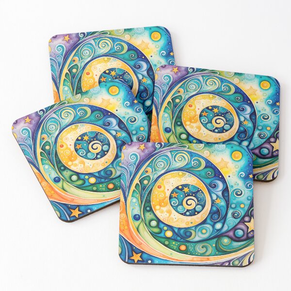 Item preview, Swirly galaxies, multicolored stars and planets - 8 designed and sold by artedamensagem.
