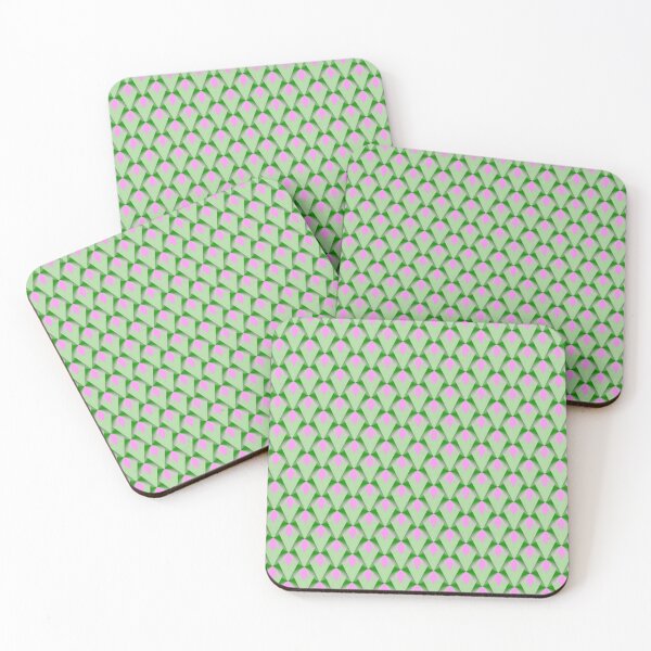 Item preview, Tessellation Of Geometric Shapes Art Deco Scales Powder Pink Green designed and sold by taiche.