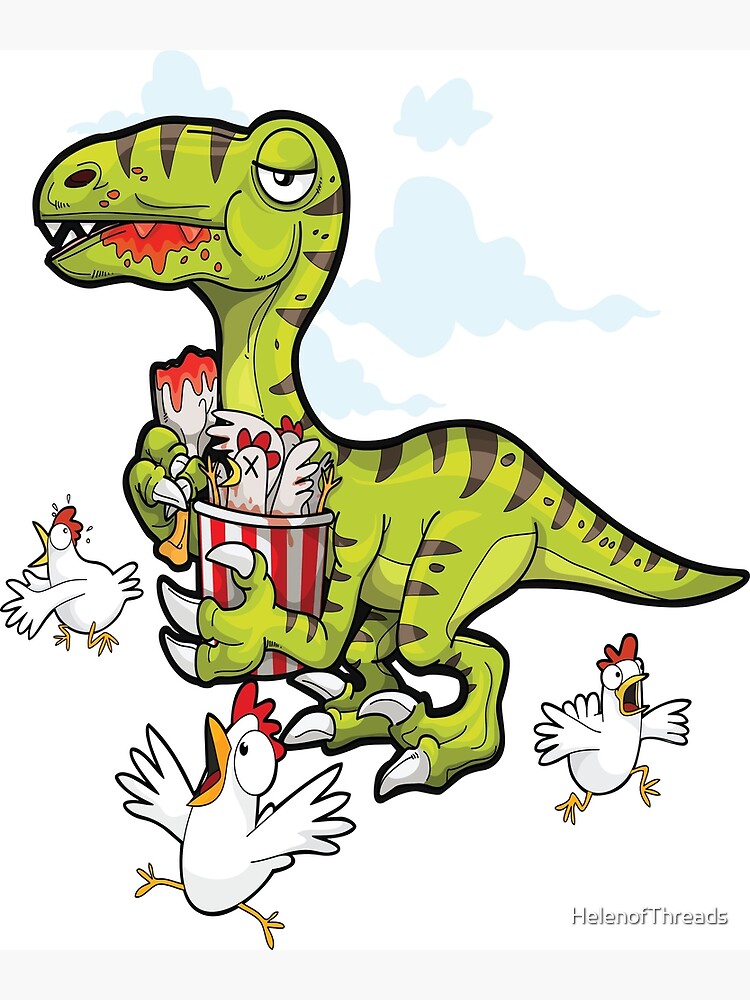 "Velociraptor Raptor Eat Chicken " Canvas Print by HelenofThreads