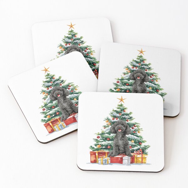 Item preview, Poodle Oodle - Black -  Christmas Tree Watercolor designed and sold by wotsthis.