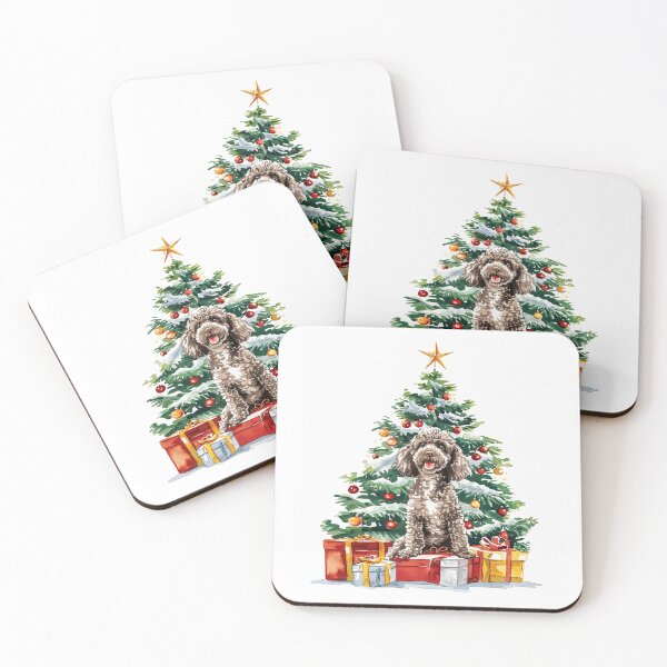 Item preview, Poodle Oodle - Chocolate -  Christmas Tree Watercolor designed and sold by wotsthis.
