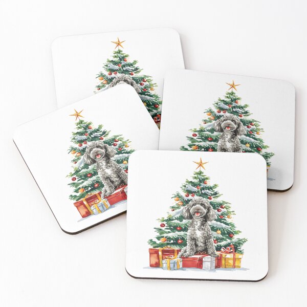 Item preview, Poodle Oodle - Gray -  Christmas Tree Watercolor designed and sold by wotsthis.