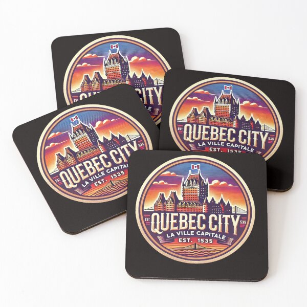 Aperçu de l'œuvre Vintage Quebec City Circular Skyline Art - Retro Sunset Design créée et vendue par Nathan28ings.
