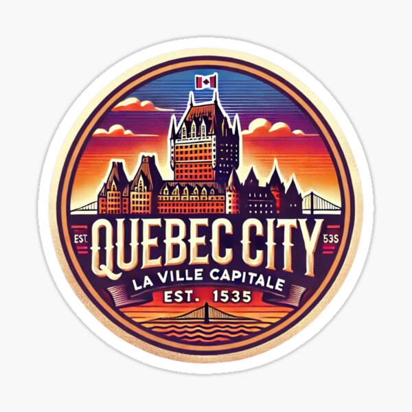 Item preview, Vintage Quebec City Circular Skyline Art - Retro Sunset Design designed and sold by Nathan28ings.
