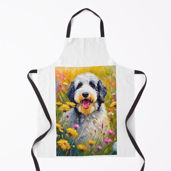Item preview, Adorable Sheepadoodle in Wildflower Meadow - Impressionistic Oil Painting designed and sold by Fredster1966.