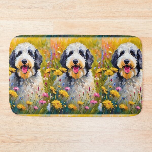 Item preview, Adorable Sheepadoodle in Wildflower Meadow - Impressionistic Oil Painting designed and sold by Fredster1966.