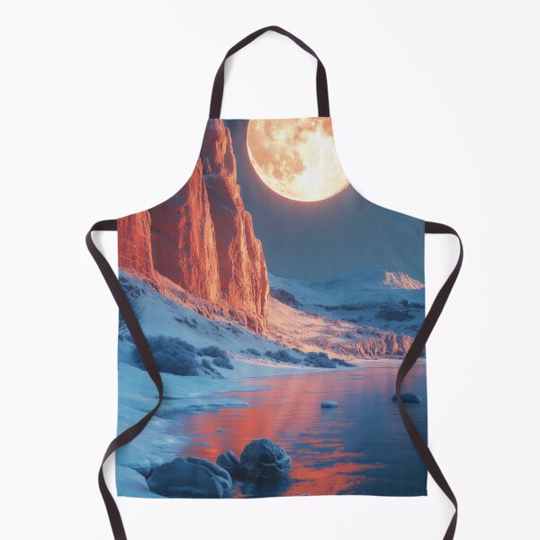 Item preview, Ethereal moonlight over red cliffs and frozen river in winter wonderland designed and sold by lematworks.