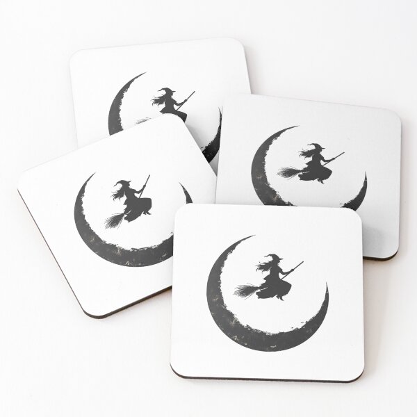 Item preview, Silhouette of a Witch Riding a Broom over a Crescent Moon designed and sold by Anarodic.
